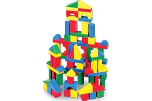 Melissa & Doug Wooden Building Blocks Set - 100 Blocks in 4 Colors and 9 Shapes