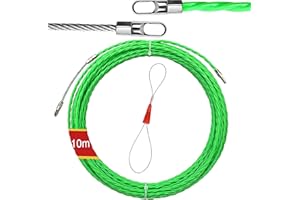 JIASHA Kabeleinziehhilfe,Einziehspirale Zugdraht,Einziehband Einziehdraht,Kabeleinzug Einziehhilfen,mit 2 Führungsfeder,Fischband Drahtzieher,zur Kabelverlegung Leerrohre, Grün (10m)
