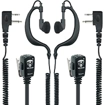 Microphone Écouteur TechSide Pour Talkie-Walkies Midland - Double Câble Spiralé 2 Broches