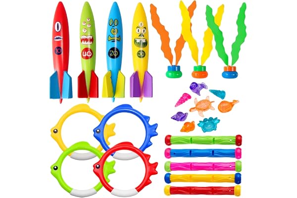COSORO 24 dykleksaksset för barn, dykringar pool, leksak, set, pool, leksak, vattenleksak, sandleksak, sommar, poolparty, träning för barn 4–12 år, dykning poolleksaker