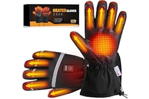 CARSEATTY Guanti Moto Riscaldati, 6000mAh Guanti Riscaldati 8 Secondi Riscaldamento Rapido e 3 livelli, Controllo Della Temperatura, Guanti da Sci e Moto, Guanti Invernali per Attività All'aria Aperta