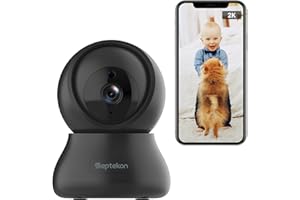 Septekon 2K FHD WiFi Camera Security Camera indoor - Wireless Baby Camera, Pet Camera - 360° Pan Tilt Security Camera - Cloud Storage - Night Vision CCTV Camera Works with Alexa - H40i, Black