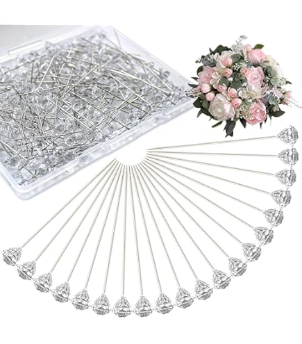200 Spilli Con Testa In Cristallo - Lunghezza 5.1 Cm, Per Bouquet Nuziali E Decorazioni - Foto 11