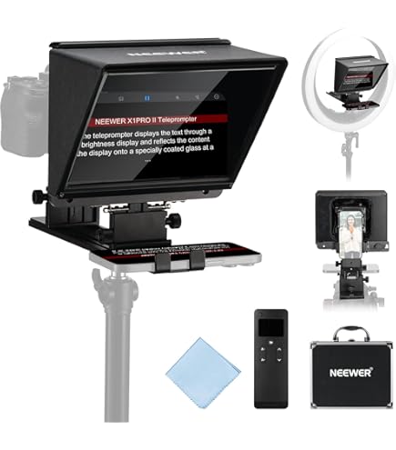 Leeventi Teleprompter 5.0 | Inclusief handige voetafstandsbediening | Perfect compatibel met tablets, smartphones, foto- en videocamera's | Compact ontwerp: 600g, 30x40x3 cm