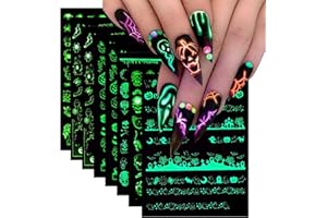 Evadollina Nail Stickers Halloween, 8 Sheets Halloween Nail Stickers, Fluorescent Nail Stickers, Nail Art, Nail Charms, Nail Accessories, Nail Design, Festive