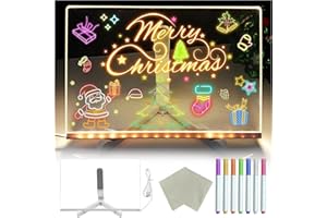 XUZIE Led Note Board with Colors, Led Light Up Acrylic Message Board 7 Colors Pen/Stand, Led Drawing Writing Board for Kids, Arts Doodle Note Board for Office School Home (30x20CM)