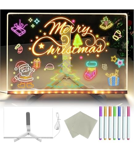 LED Light Up Acrylic Message Board - Glowing Dry Erase Board With Stand For Office, Home, Cafe (11.8" X 7.9")