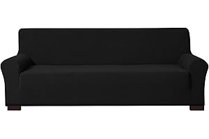 EBETA E Elastisch Sofa Überwürfe Sofabezug, Stretch Sofahusse Sofa Abdeckung Hussen für Sofa, Couch, Sessel 3 Sitzer (Schwarz, 185-235 cm)