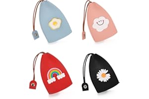 WisePoint Cute Key Fob Case 4PCS, PU Leather Car Key Case Portable Key Pouch for Car Keys, Personalized Key Case Pull Out Key Bag for Men and Women