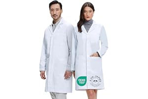 Dr. James 100% Cotton Premium Unisex Lab Coat for Men & Women, Phone & Tablet Pockets, Classic Fit, Snap Closing, 39" Length