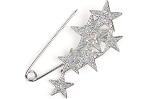 styleBREAKER Damen Schmucknadel mit Strass Sterne, für Ponchos, Tücher oder Schals, Sicherheitsnadel 05050072
