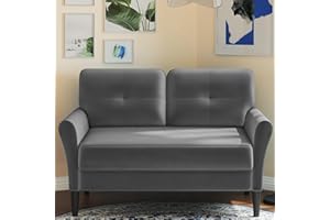 Kidirect Kleines Sofa 2 Sitzer, 123CM kleine Couch 2 Sitzer, Sofa klein mit 53CM extra tiefen Sitzen, Zweisitzer Sofa Wohnzimmer, Werkzeugfreie Montage Sofas & Couches, Bequemer Samt Mini Sofa, Grau