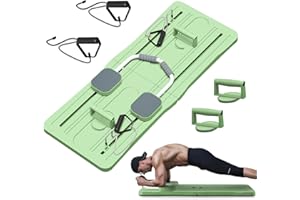 LIROPAU Multi-Functional Ab Exercise Board, Ab Roller Exercise Machine with Resistance Band, High Strength Pilates Equipment Portable Fitness Board (Patent Code:6418973) (Green)