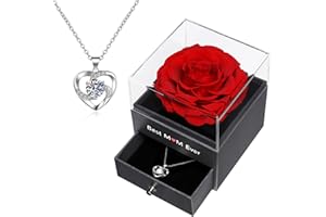 Miofula Preserved Real Rose Gifts for Women Mum, Eternal Flowers Rose Best Mum Ever Gift Box with Necklace Gifts for her on Christmas Valentine's Day Mother’s Day Anniversary, Birthday Gifts for Women