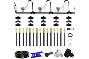 SUYEAH 49.21Ft Drip Irrigation Kit Automatic Drip Irrigation System, 360° Bendable Garden Irrigation System, Garden Watering System Adjustable Bendable Nozzle Copper Sprayer System For Garden