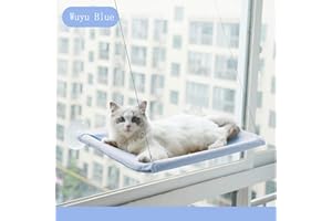 JinRui-T Cat Window Hammock Perch Safety Sunny Bed with Durable Heavy Duty Suction Cups Resting Seat for indoor cats sleeping Space Saving Mounted Holds Up to 30lbs (Blue), (JRTCWP)