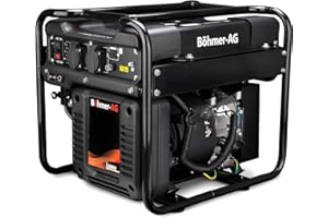 Böhmer-AG i-5000W Petrol Inverter Generator 3.0 Kw Clear Sine Wave Instant Power 4-Stroke Engine Silent Noise Quiet Portable Camping 240V DC with UK Plug Sockets