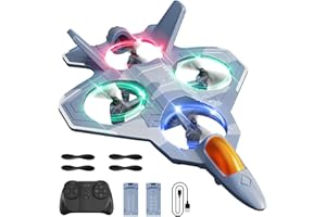 4DRC V50 RC Avión 2 Modos despegue, Luces, Volteretas 360°, Modo sin Cabeza, 3 velocidades, 2 baterías, Control 2.4GHz - Planeador, Combate, Juguete Volador, Regalo niños, Adultos, Principiantes
