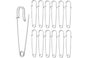 Urmspst 30 Piezas Imperdibles Grandes (Nuevo), 75mm Alfileres de Seguridad, Pines de Seguridad para Ropa,Mantas,Lona,Cuero, Manualidades, Faldas, Imperdibles Extra Grande Resistente Color Plata