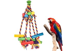 CLEMINSTA Juguete para Masticar Aves Vistoso, Juguetes de Jaula para Loros de Materiales Naturales, Juguete de Loro Promueve Actividad y Salud, Juguete de Madera para Loros para Pájaros Pequeños y Medianos