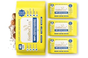 Feather Lux Wet Wipes for Adults - Flushable Toilet Wipes with Micellar Water, 160 Large Toilet Wipe Flushable (4 Pack of 40) Cocoa & Shea Butter, Biodegradable Wipe