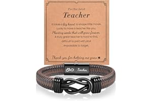 CheersLife Knot Bracelet - Brown Braided Leather Infinity Bracelets for Men - Love You Forever Gifts for Son, Grandson, Husband, Boyfriend, Brother, Teacher Dad New Dad- Valentine's Day & Graduation