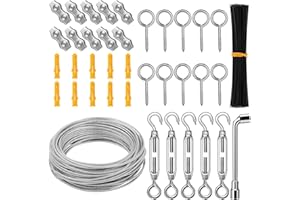 Funmo 30 m, 3 mm, lina ze stali nierdzewnej 304, powlekana lina stalowa z oczkami, linka napinająca do zawieszania światła, lina do prania, pnącza