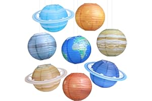 Kesote Planet Paper Lanterns 10 inches Space Lanterns Back to School Classroom Decoration Hanging Planets Outer Space Themed Party Decorations, 8 Packs