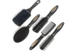 AURORAYER 5 Stück Haarbürste Set Massag Haarbürsten Rund Kamm Entlüftung Hair Brush für Frauen Männer, Heimgebrauch, Reisen