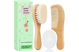 Molylove 3 st babyhårborste och kam set för nyfödda och småbarn | babyborste i trä med mjuka getborst l träkam l vit Cradle Cap borste