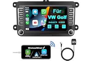 Jimtour Bluetooth Autoradio Mit Bildschirm für Golf 5 6 VW Polo T5 Passat Touran Seat Mit Navi WLAN, Apple Carplay, Android Auto, UKW, Lenkrad Strg, 2Din Android 13 Dab Auto Radio Touch Display 7 Zoll