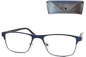 Mini Brille - Gafas Luz Azul Hombre y Mujer – Gafas Ordenador Unisex sin Graduación con Montura Rectangular Metálica – Lentes Transparentes Filtro Pantalla – Incluye Funda