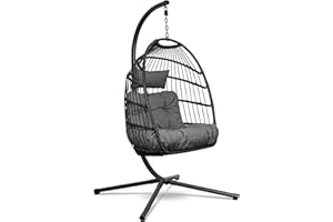 Swoods Silla Colgante de Huevo – Silla Colgante con Soporte – para Interior y Exterior – Incluye Cojines y Fundas – Silla de Huevo – Cocoon – Silla de Huevo – hasta 150 kg