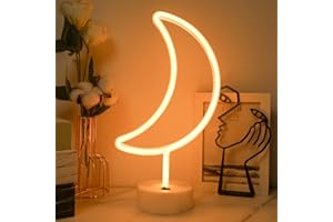 JEMESI Letrero de neón de luna, luz nocturna para dormitorio para decoración de cumpleaños, bar, fiesta, regalos para niños - Alimentado por batería/USB