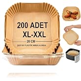 Baker Home Airfryer Pişirme Kağıdı,Xl-Xxl B&uuml;y&uuml;k Boy, Kare, 200 Adet Hava Frit&ouml;z Parş&ouml;men Fırın Kağıdı Tek Kullanımlık Kağıt F