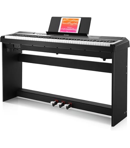 Sonora B Piano électrique, 88 Touches Lestées, Piano Home Avec Support, Triple Pédale, Pupitre, USB MIDI Et Prise Casque, Sans Banc, Noyer