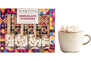 MARTINS CHOCOLATIER Martin's Chocolatier Lot de 2 agitateurs à chocolat chaud au lait | Cuillères à chocolat chaud avec guimauves | Boisson au chocolat aromatisée | Coffret cadeau chocolat belge