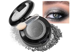 Erinde Fards à Paupières Gris Noir, Pailleté Highly Pigmentées, Longue Durée Fard à Paupières Waterproof, Palettes de Maquillage Métalliques, Avec un Pinceau à Paupières