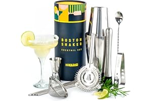 KOOLTHO Boston Shaker Cocktail Professionale Kit, Set Barman Bicchiere Bilanciato Acciaio Inox Regalo Donna Uomo Confezione Personalizzabile Originale, Shaker Boston Half Tin Cocktails Bar Mixer Completo