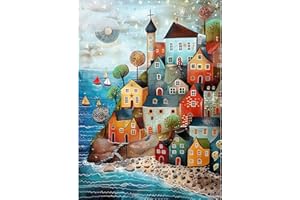 MAXBYE DIY Casa Colorida Diamond Painting Kit Completo Adultos, Herramientas Pintura Completas 5D para Paisaje Abstracto, Diamond Painting Arte Cristal para Decor Paredes, 30x40cm