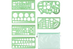 EULAPGOE 6 Piezas Plantillas Circulares para Dibujar, Regla, Herramienta para Quilling, Regla de Agujeros Redondos, Multifuncional, Redonda, de plástico, Plantilla geométrica, Reglas.