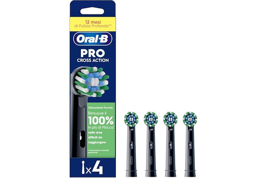 Oral-B Pro Cross Action Black Replacement Heads, 4 Heads