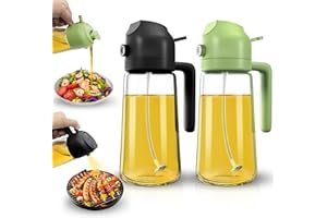 Dictien Spray Huile Cuisine 470ml – Vaporisateur Huile Air Fryer 2-en-1, Spray Huile d'olive pour Cuisson, Salades, Vinaigre et Accessoire Cuisine (Vert + Noir)