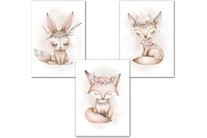 Lavema Images décoratives pour chambre de bébé | Poster animaux beige | Poster A4 sans cadre photo | Images décoratives pour chambre d'enfant fille