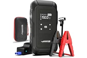 VoltSurge Starthilfe Powerbank mit Kompressor, 7000A Starthilfe mit 150PSI Luftkompressor (Alle Benziner oder 10.0L Diesel) 12V Notfallstarter, Starthilfegerät, LED-Taschenlampe (7000A)