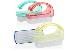 com-four® 4X Brosse à Main - Brosse à Ongles avec Manche - Brosse à Laver Les Mains, Brosse de Nettoyage de différentes Couleurs [la sélection varie] (04 pièces - mélange de Couleurs 1)