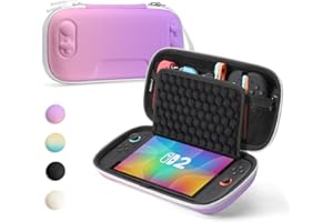 SQERO Etui pour Nintendo Switch 2 Model (2025), Conception améliorée en nid d'abeille Antichoc, Housse Sacoche de Transport à Coque Rigide Anti Cho, 10 Cartouche de Jeux (Iris Pourpre)