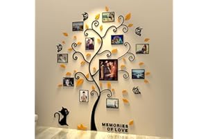 AIVORIUY Pegatinas de Pared 3D Árboles Verde Vinilos Decorativos Planta Adhesivos Pared Marcos de Fotos DIY Dormitorio Comedor Salón Baño Regalos de Decoración Navideña (M: 132x160cm, Naranja)