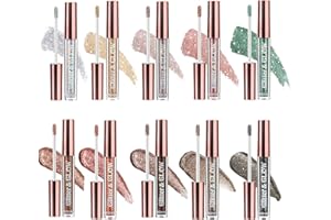 BEAUTY GLAZED 10 colori Dazzling Glitter Liquid Eyeshadow Metallic Shiny Shimmer Long Lasting Waterproof Highly Pigmented Glow Eye Shadow Kit Sparkle Diamond Pearlescent Eye Makeup Cosmetic