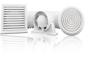 FANTRONIX 100 mm - 4 inch Diameter Complete Bathroom Fan Kit with run on timer Quiet Loft Shower Inline Low Noise Supply Extract Air CE IPX4 Rated Damp Moist Condensation Control Toilet En-Suite